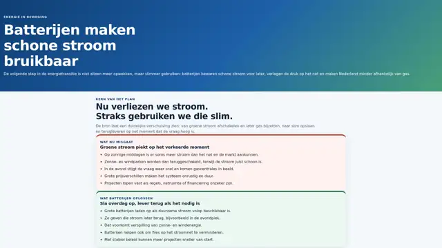 Thumbnail voor Batterijen maken schone stroom bruikbaar