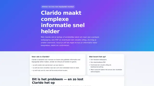 Thumbnail voor Clarido maakt complexe informatie snel helder