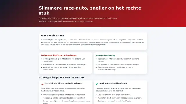 Thumbnail voor Slimmere race-auto, sneller op het rechte stuk