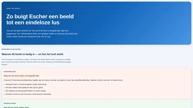 Thumbnail voor Zo buigt Escher een beeld tot een eindeloze lus