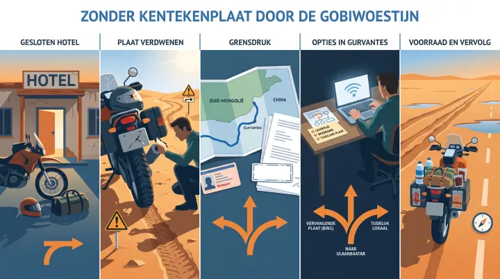 Afbeelding bij Zonder kentekenplaat door de Gobiwoestijn
